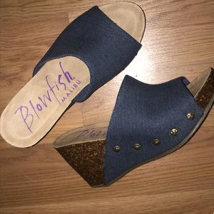 Blowfish Malibu size 8.5 Blue/denim Wedges